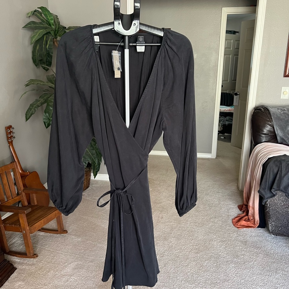 JCrew Elegant Black Wrap Dress. Long sleeve. NWT. XXL